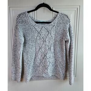 Maurices Open Knit Gray Sweater Size Small White Black Silver Flecks Short